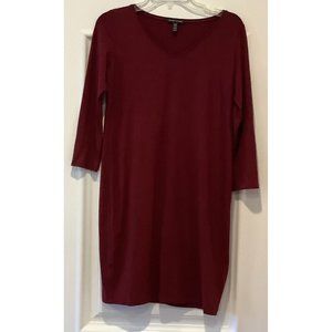 EILEEN FISHER DRESS Size XS Burgundy Viscose Spandex Stretch Jersey Soft